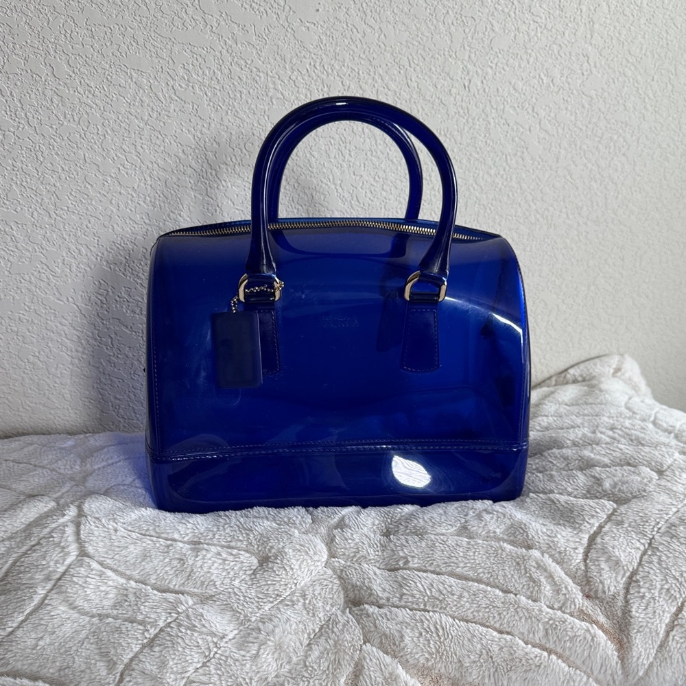 Furla Glossy Blue Satchel